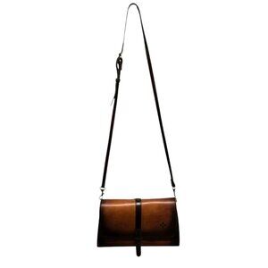 Patricia Nash Tijola Stained Veg Tan Leather Crossbody Bag Foldover Flap